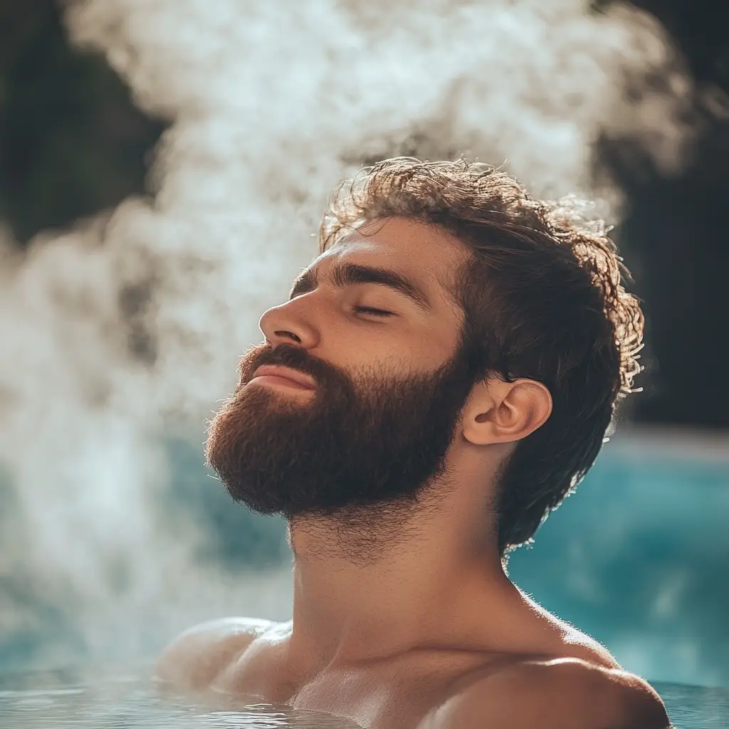 Man relaxing in a hot tub